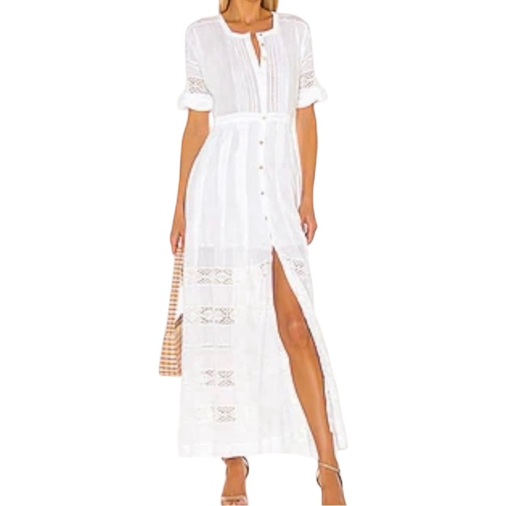 LOVESHACKFANCY | sz XS | maxi Dress in White, cottage core bohemian chic